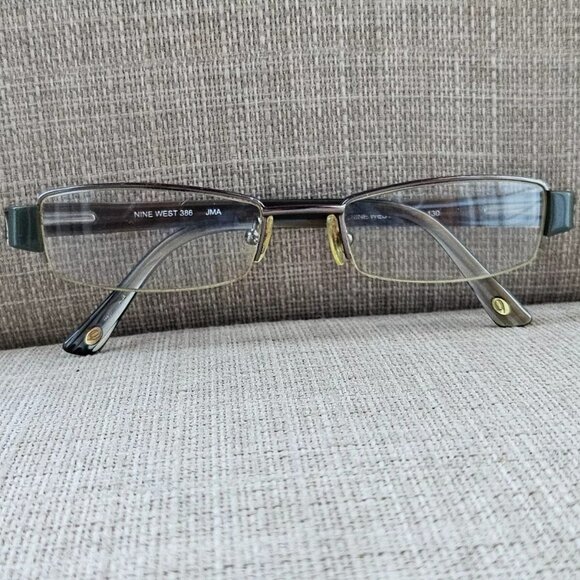 Nine West Vintage Eyeglasses Half Rim Olive/Gold Tone Glasses - Picture 4 of 12
